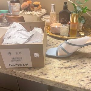 Block heel sandal size 8.  Baby blue
